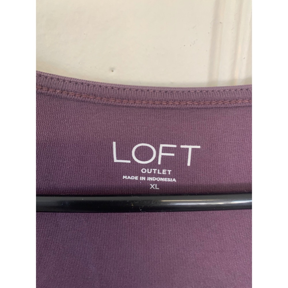 LOFT Outlet Womens Top XL Purple Wrap Front Flutter Sleeve Tie Waist Blouse - Picture 2 of 3